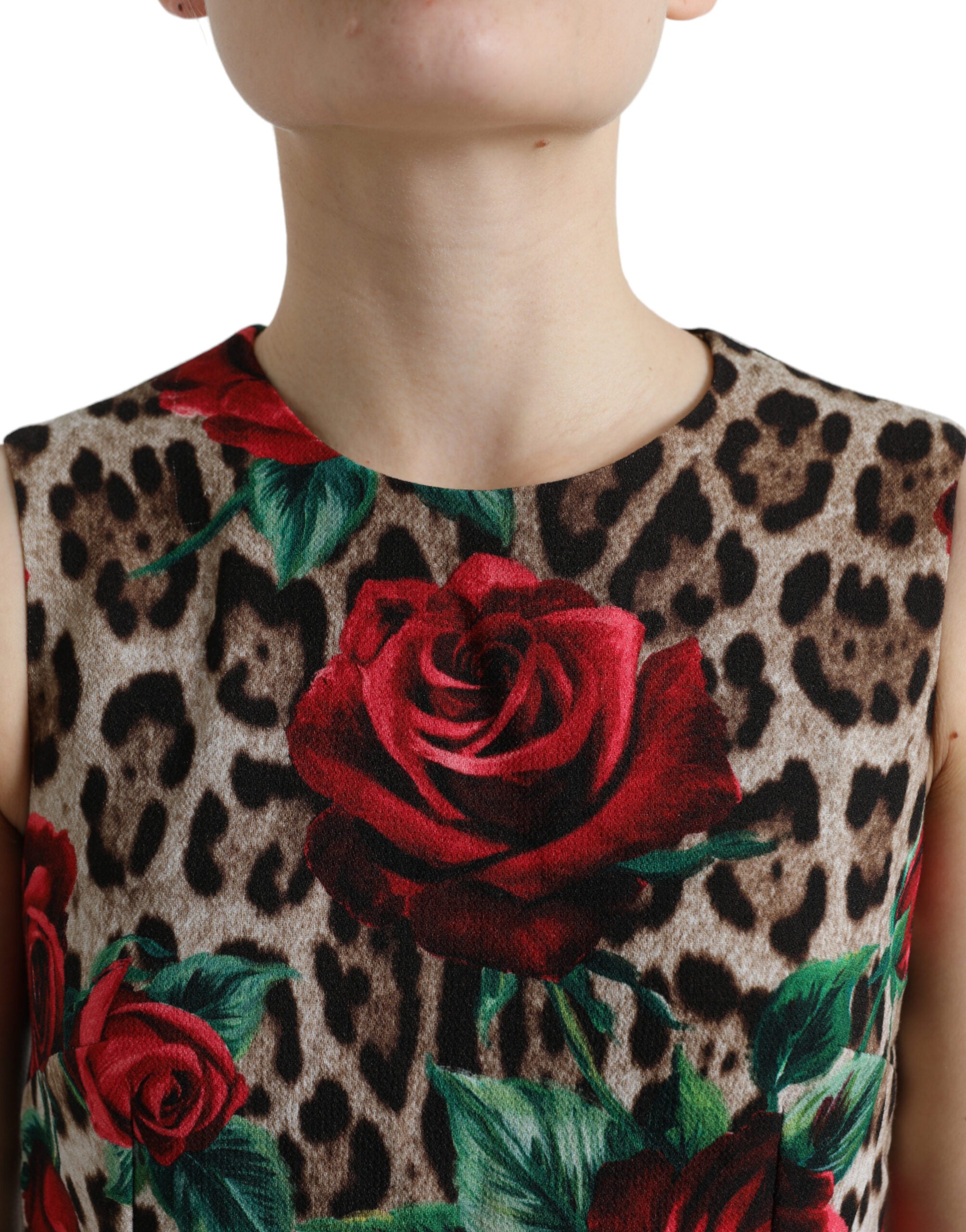 Dolce & Gabbana Elegant Leopard Floral A-Line Women's Dress