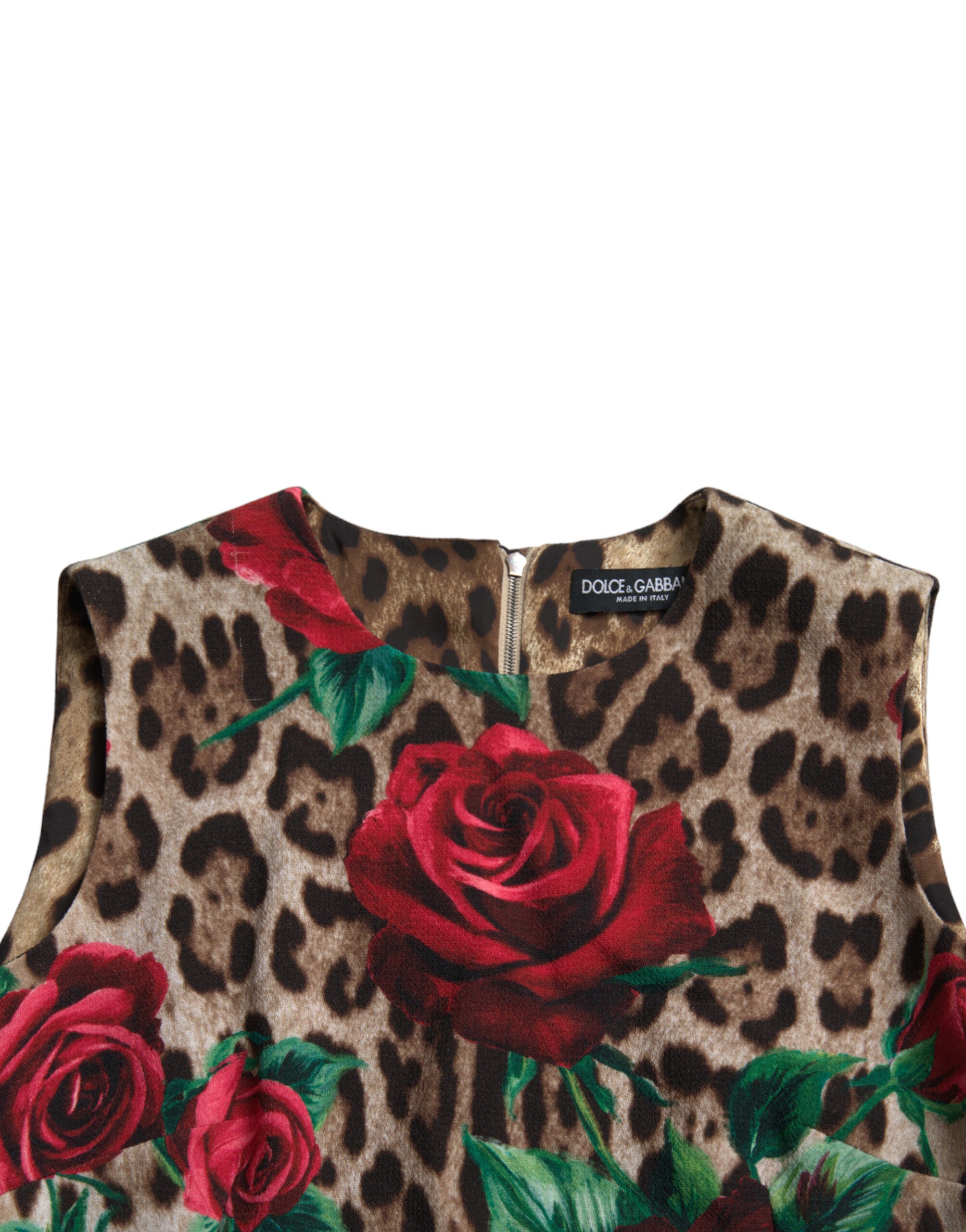 Dolce & Gabbana Elegant Leopard Floral A-Line Women's Dress