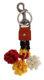 Dolce & Gabbana Chic Multicolor Raffia & Leather Women's Keychain