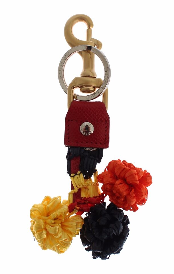 Dolce & Gabbana Chic Multicolor Raffia Leather Women's Keychain