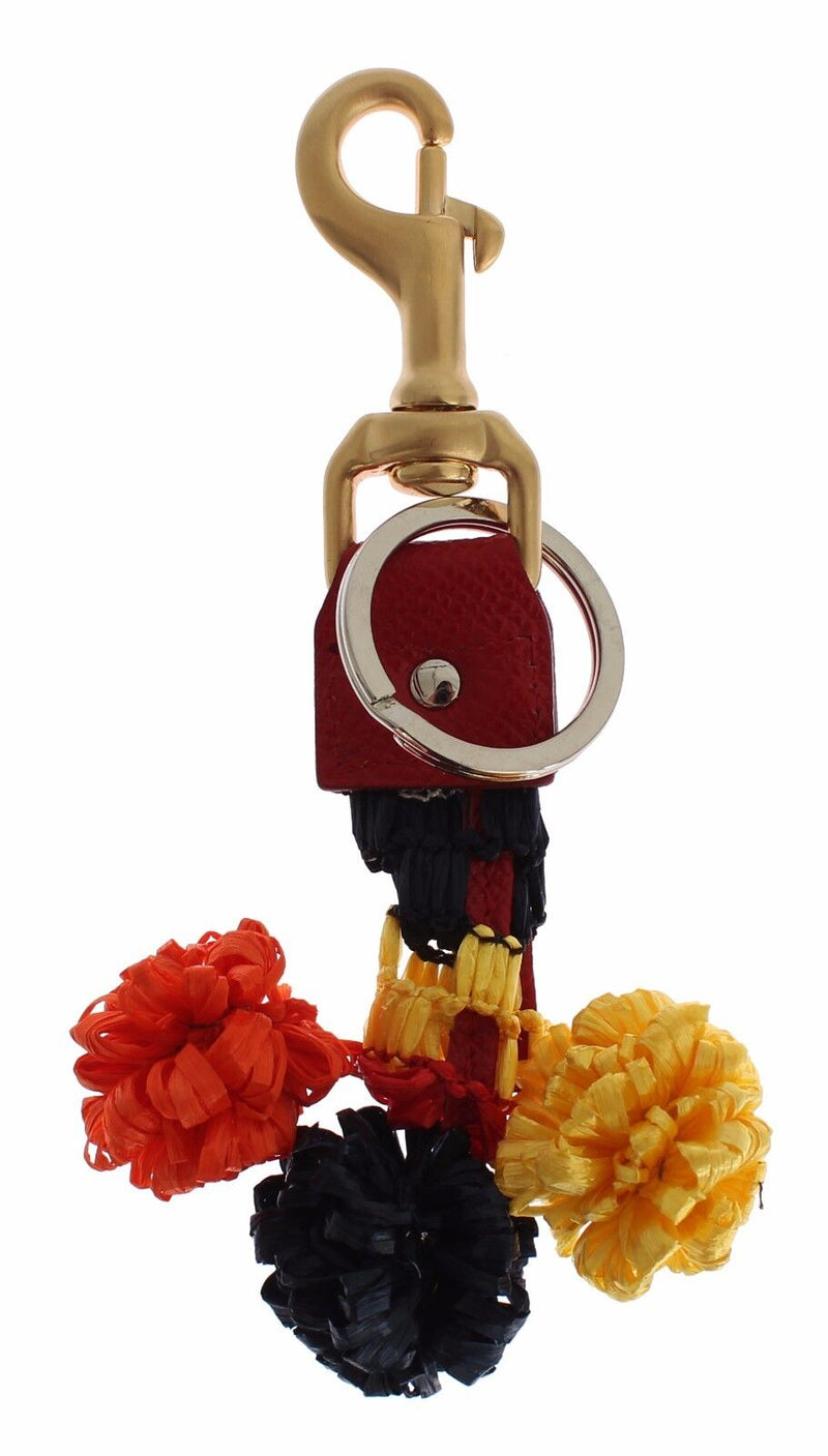 Dolce & Gabbana Chic Multicolor Raffia Leather Women's Keychain