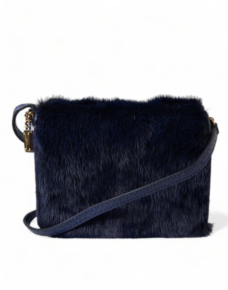 Dolce & Gabbana Exquisite Blue Mink Fur Shoulder Women's Bag