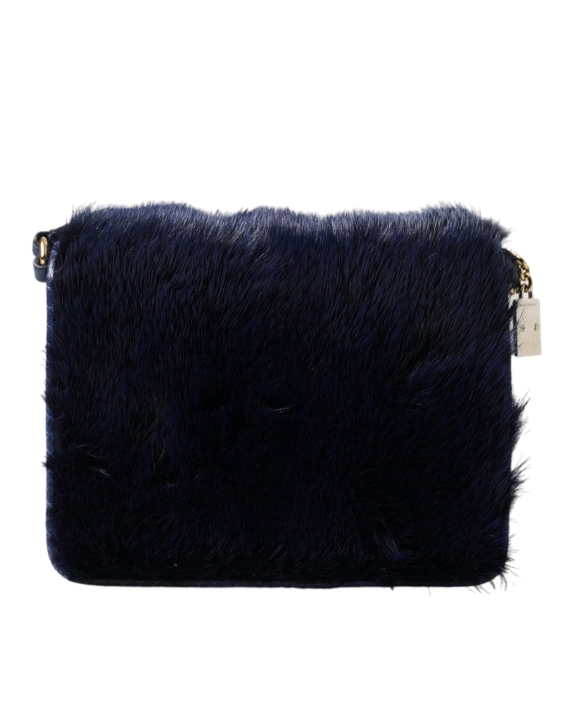 Dolce & Gabbana Exquisite Blue Mink Fur Shoulder Women's Bag