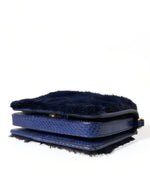 Dolce & Gabbana Exquisite Blue Mink Fur Shoulder Women's Bag