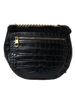 Dolce & Gabbana Exquisite Croc-Embossed Panther Shoulder Women's Bag