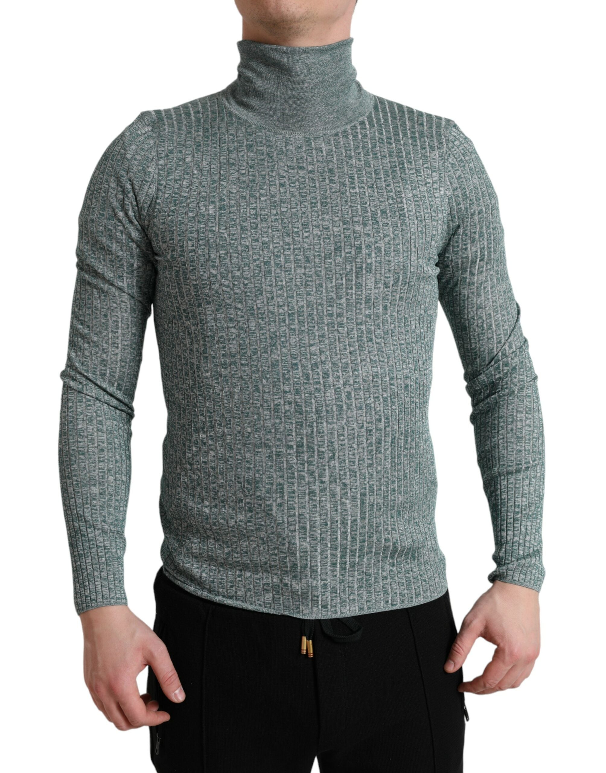 Dolce & Gabbana Elegant Green Turtleneck Pullover Men's Sweater