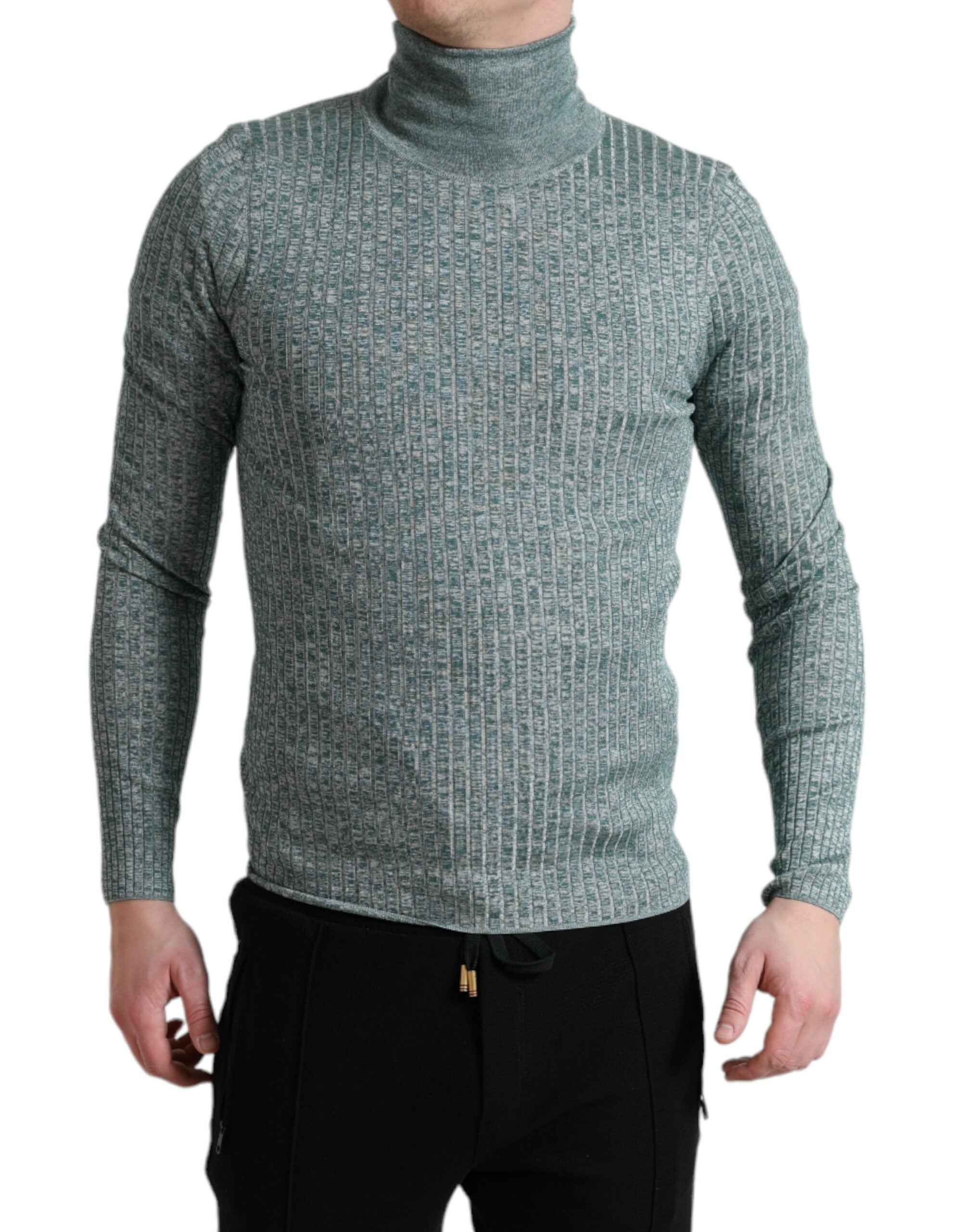 Dolce & Gabbana Elegant Green Turtleneck Pullover Men's Sweater