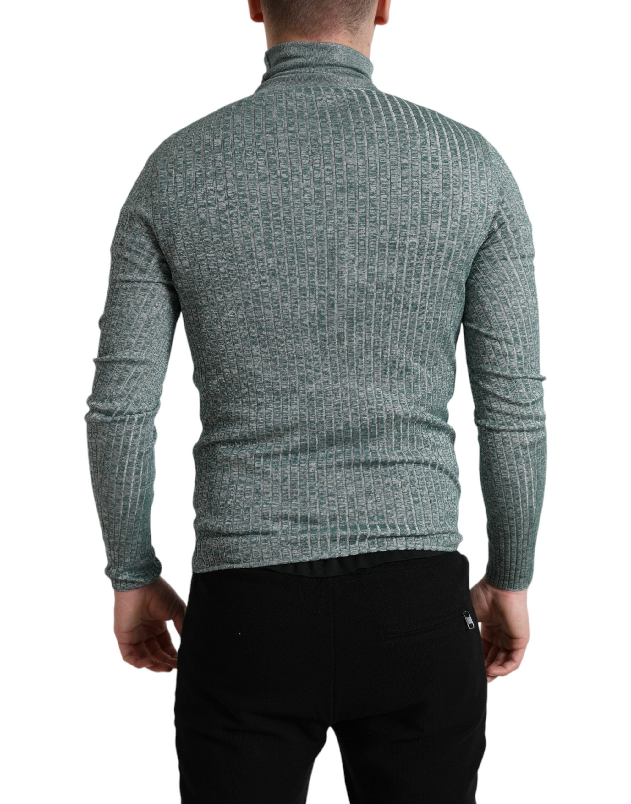 Dolce & Gabbana Elegant Green Turtleneck Pullover Men's Sweater