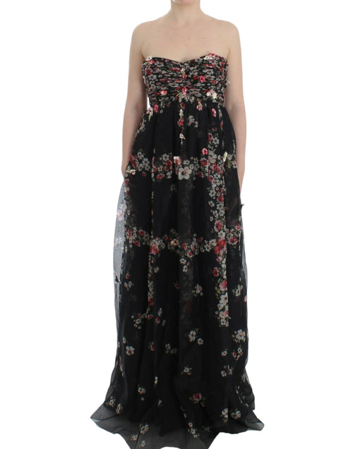 Dolce & Gabbana Elegant Strapless Silk Maxi Women's Dress