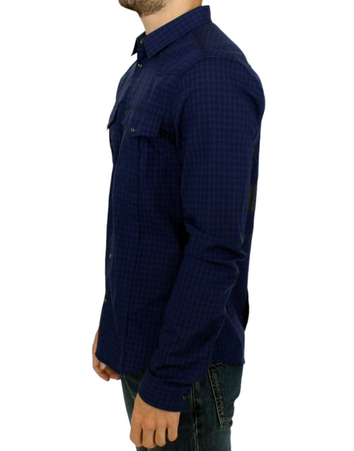 Costume National Chic Blue Checkered Casual Cotton Men's Shirt