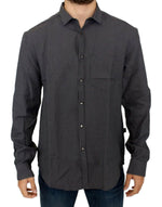 Costume National Chic Gray Checked Casual Linen Blend Men's Shirt