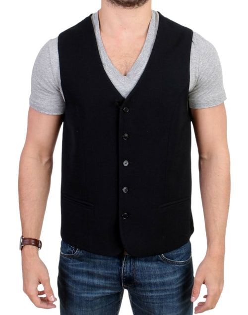 Costume National Elegant Black Wool Blend Casual Men's Vest