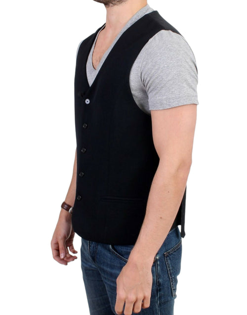 Costume National Elegant Black Wool Blend Casual Men's Vest