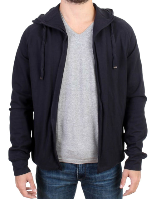 Costume National Elegant Blue Hooded Cotton Men's Sweater