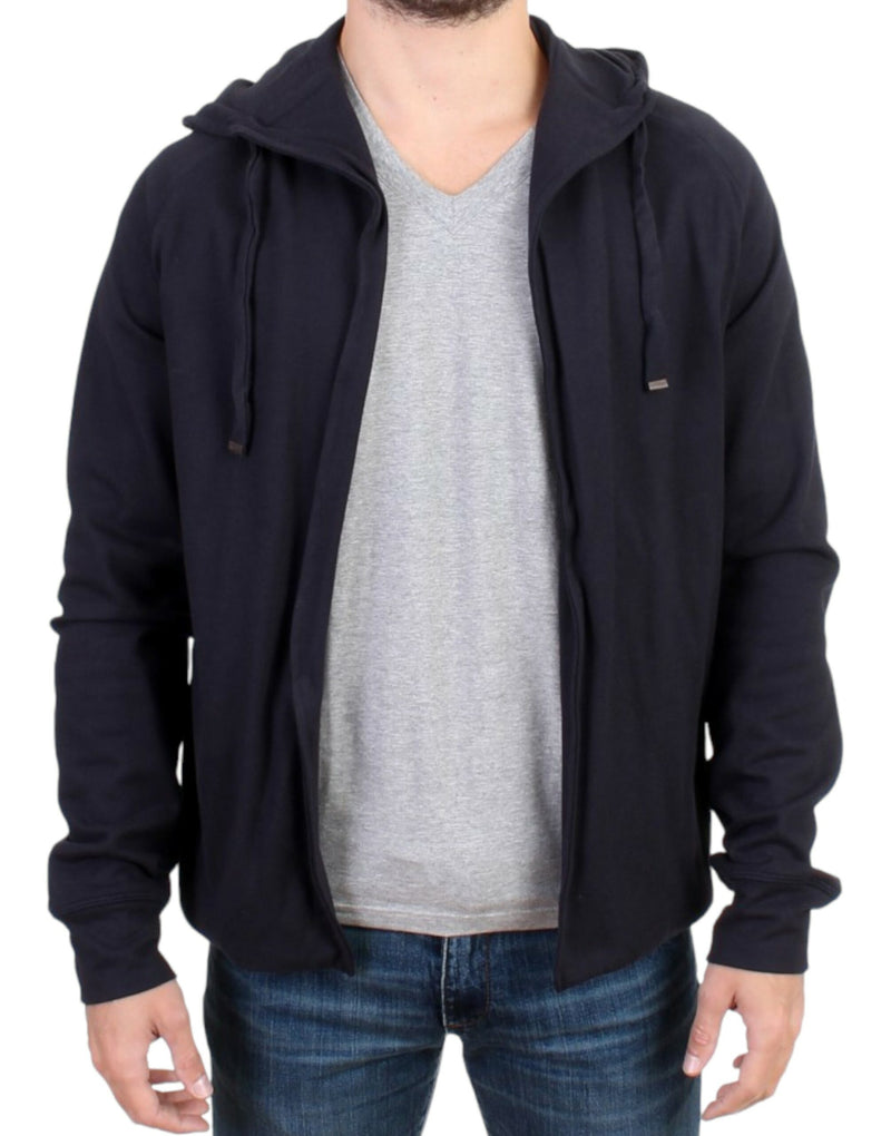 Costume National Elegant Blue Hooded Cotton Men's Sweater