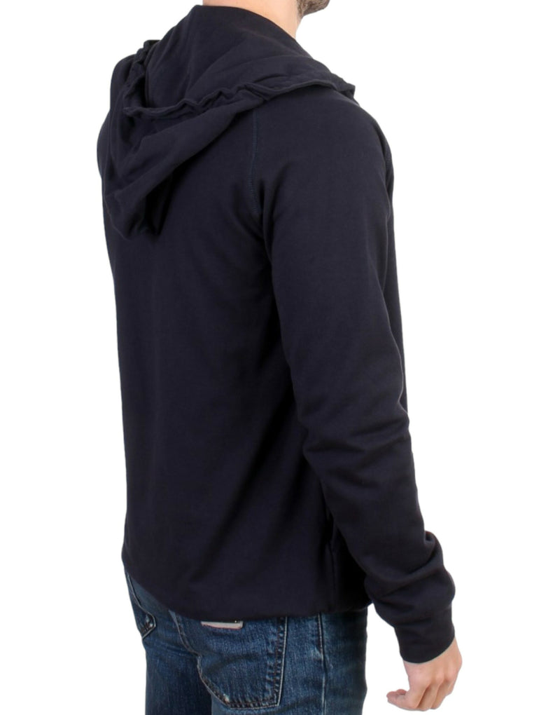 Costume National Elegant Blue Hooded Cotton Men's Sweater