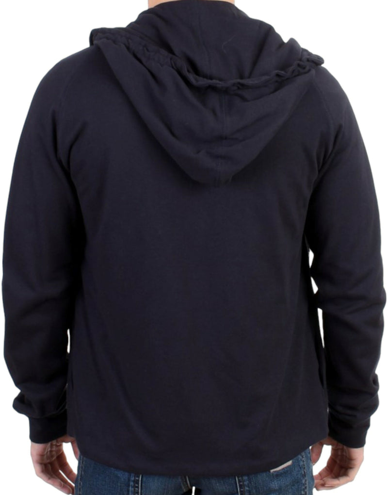 Costume National Elegant Blue Hooded Cotton Men's Sweater