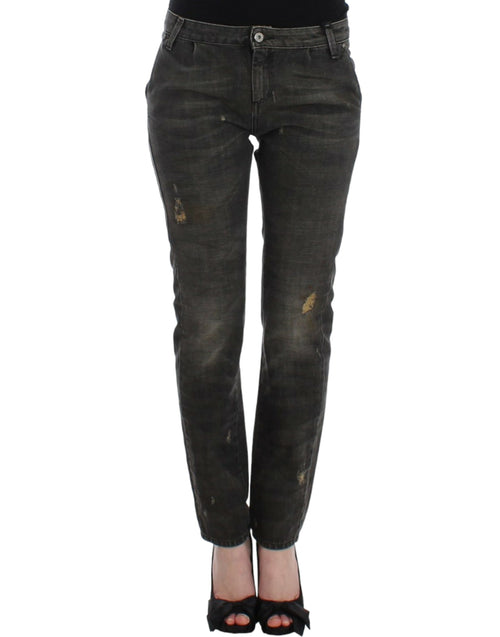 Costume National Sleek Gray Straight Leg Distressed Women's Jeans