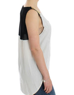 Costume National Elegant Monochrome Sleeveless Top with Gold Women's Accents