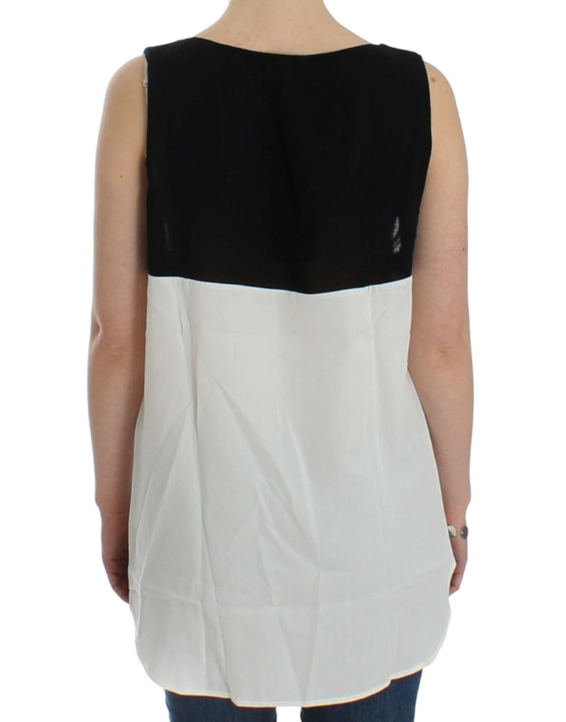 Costume National Elegant Monochrome Sleeveless Top with Gold Women's Accents