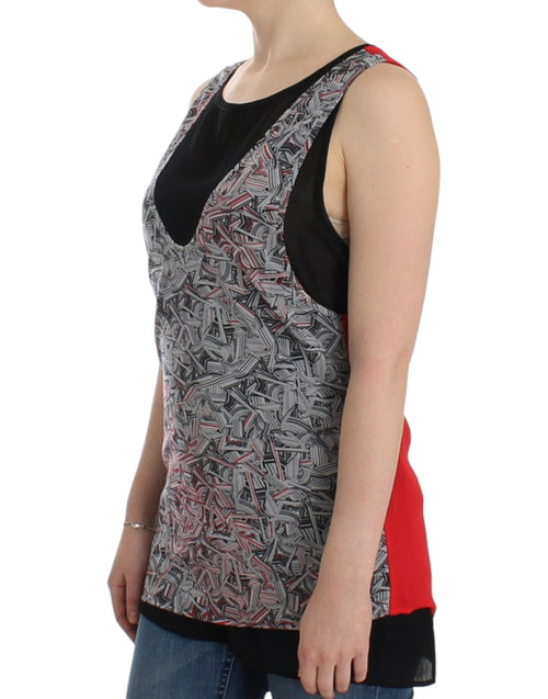 Costume National Elegant Sleeveless Black & Red Women's Top