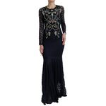 Dolce & Gabbana Crystal Embellished Navy Blue Flare Women's Dress