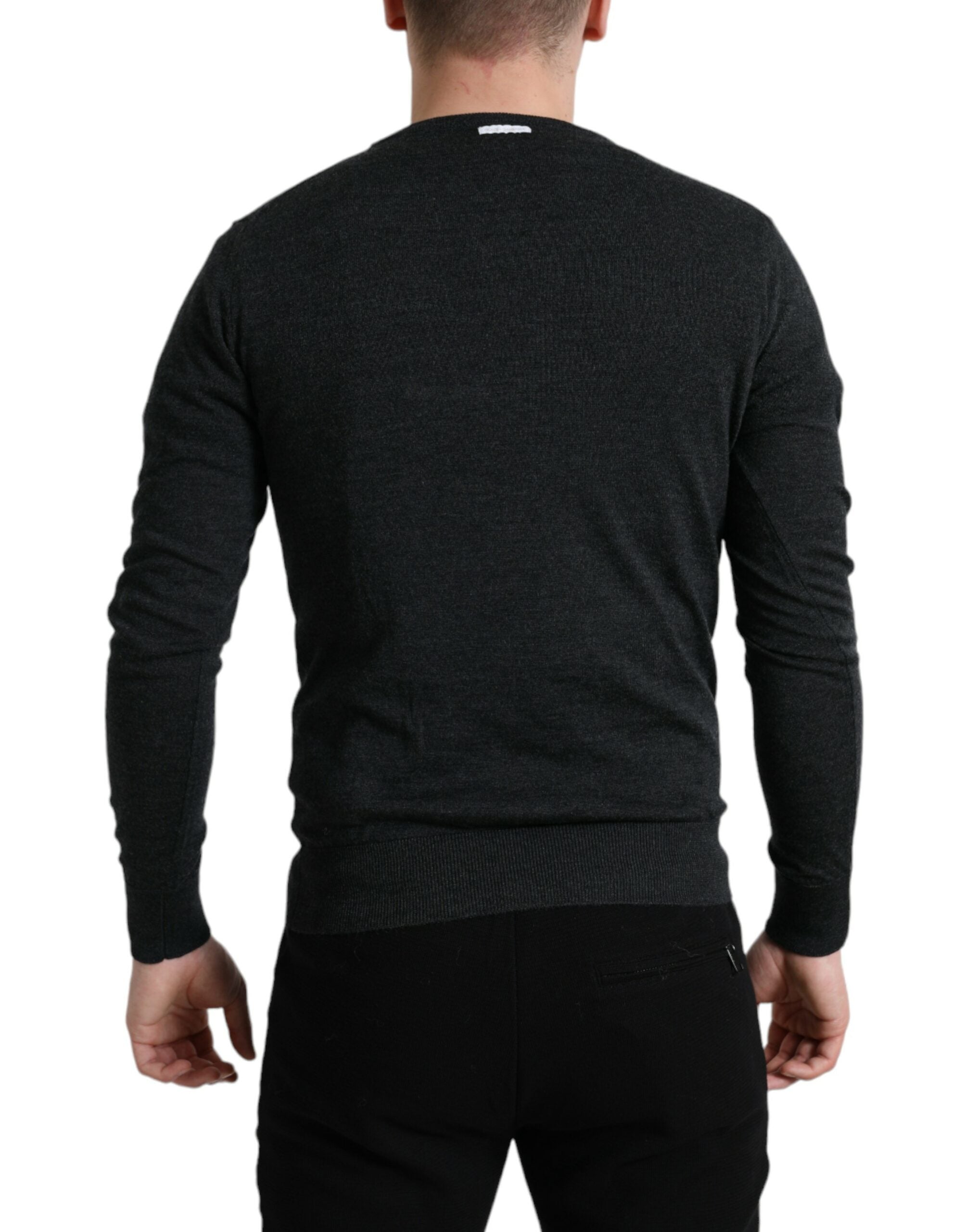 Dolce & Gabbana Elegant Gray Wool Pullover Men's Sweater