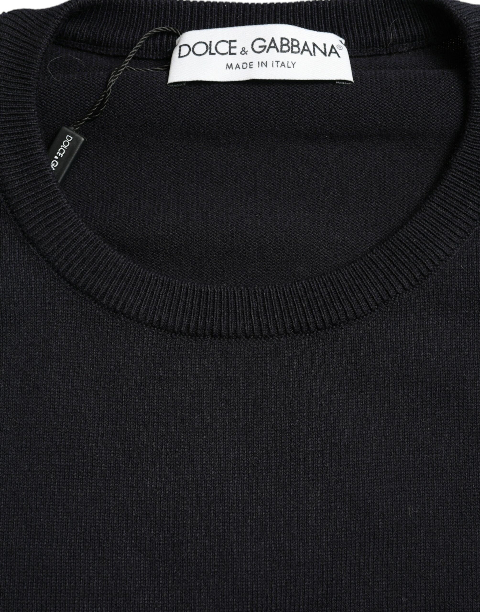 Dolce & Gabbana Elegant Blue Cotton Pullover Men's Sweater