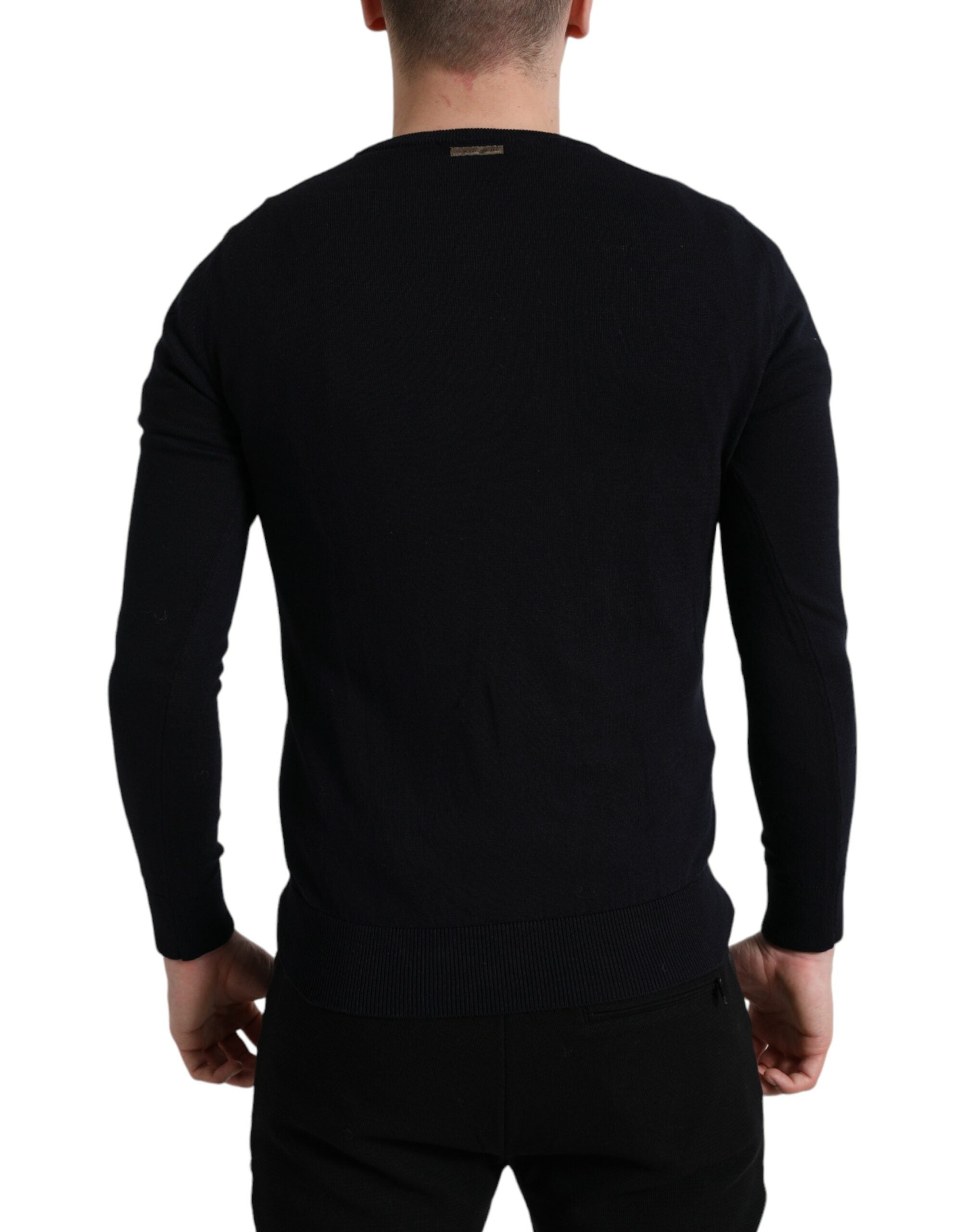 Dolce & Gabbana Elegant Blue Cotton Pullover Men's Sweater