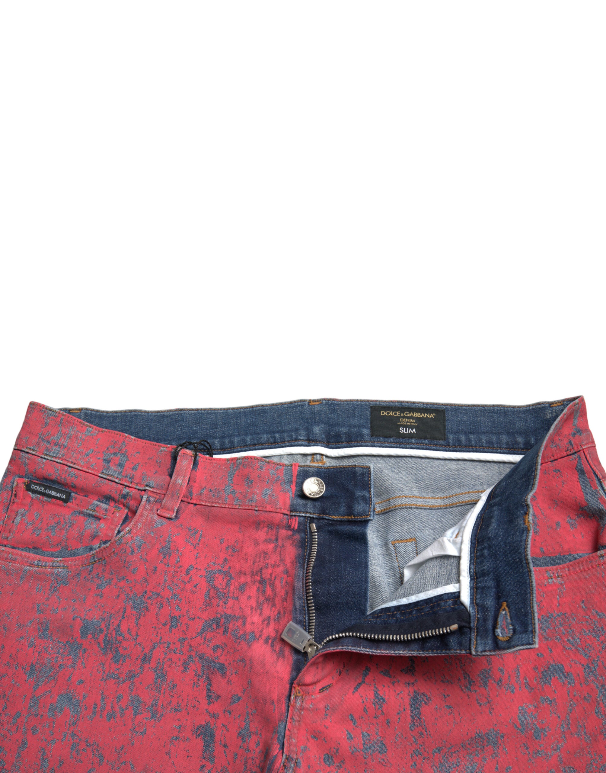 Dolce & Gabbana Red Tie Dye Skinny Denim Men's Jeans