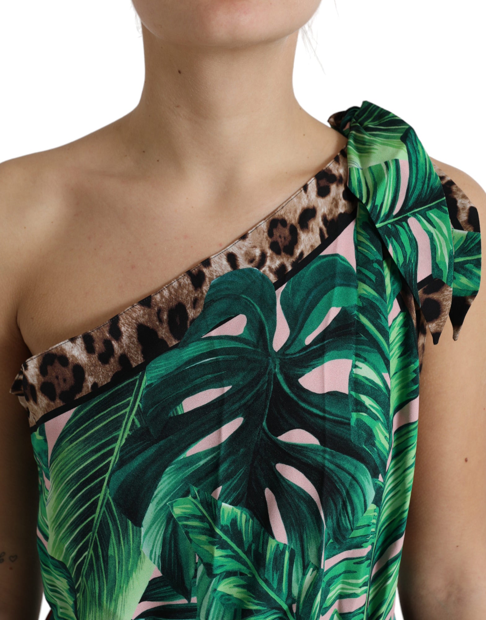 Dolce & Gabbana Tropical Jungle Print One-Shoulder Women's Dress