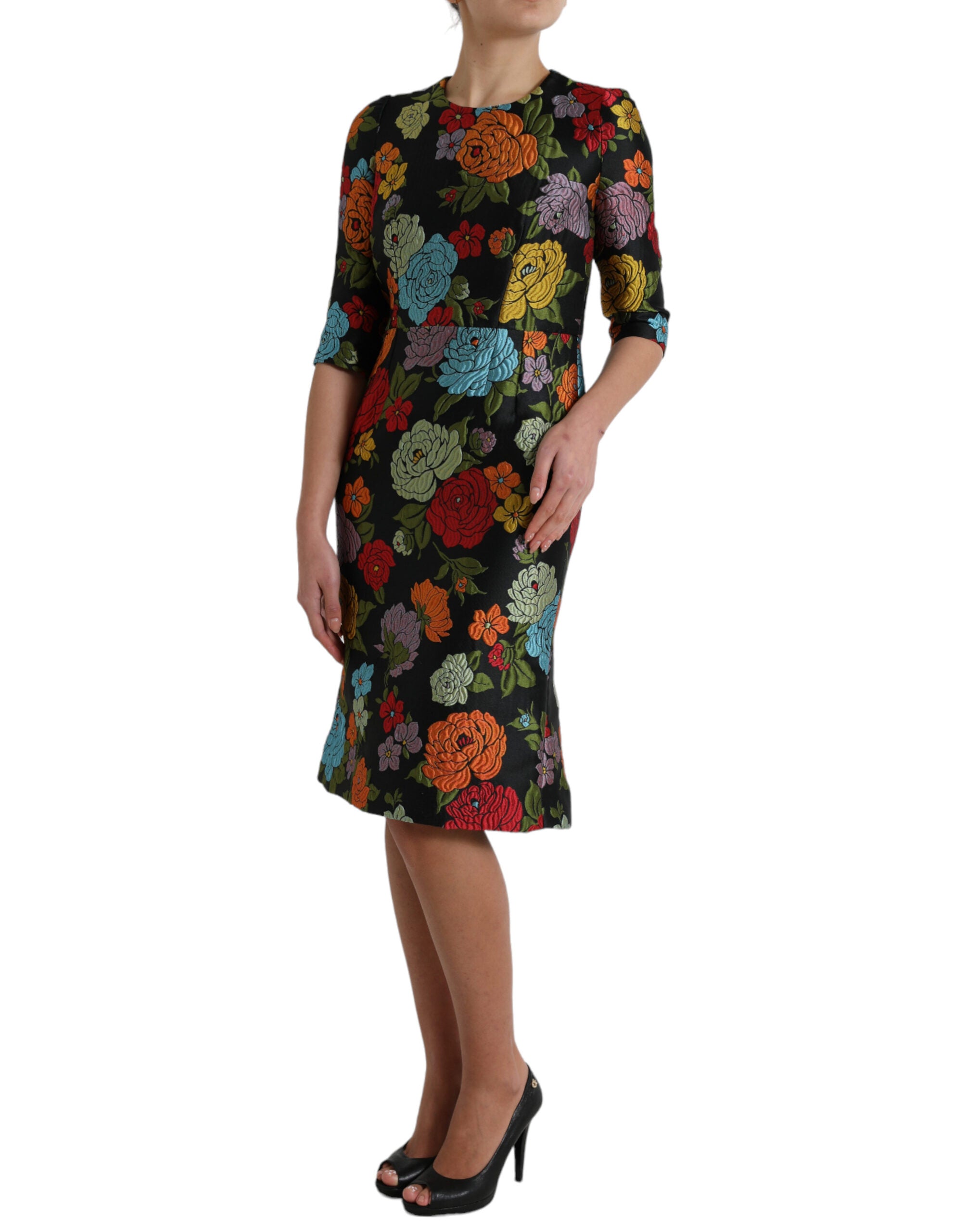 Dolce & Gabbana Elegant Floral Embroidered Pencil Women's Dress