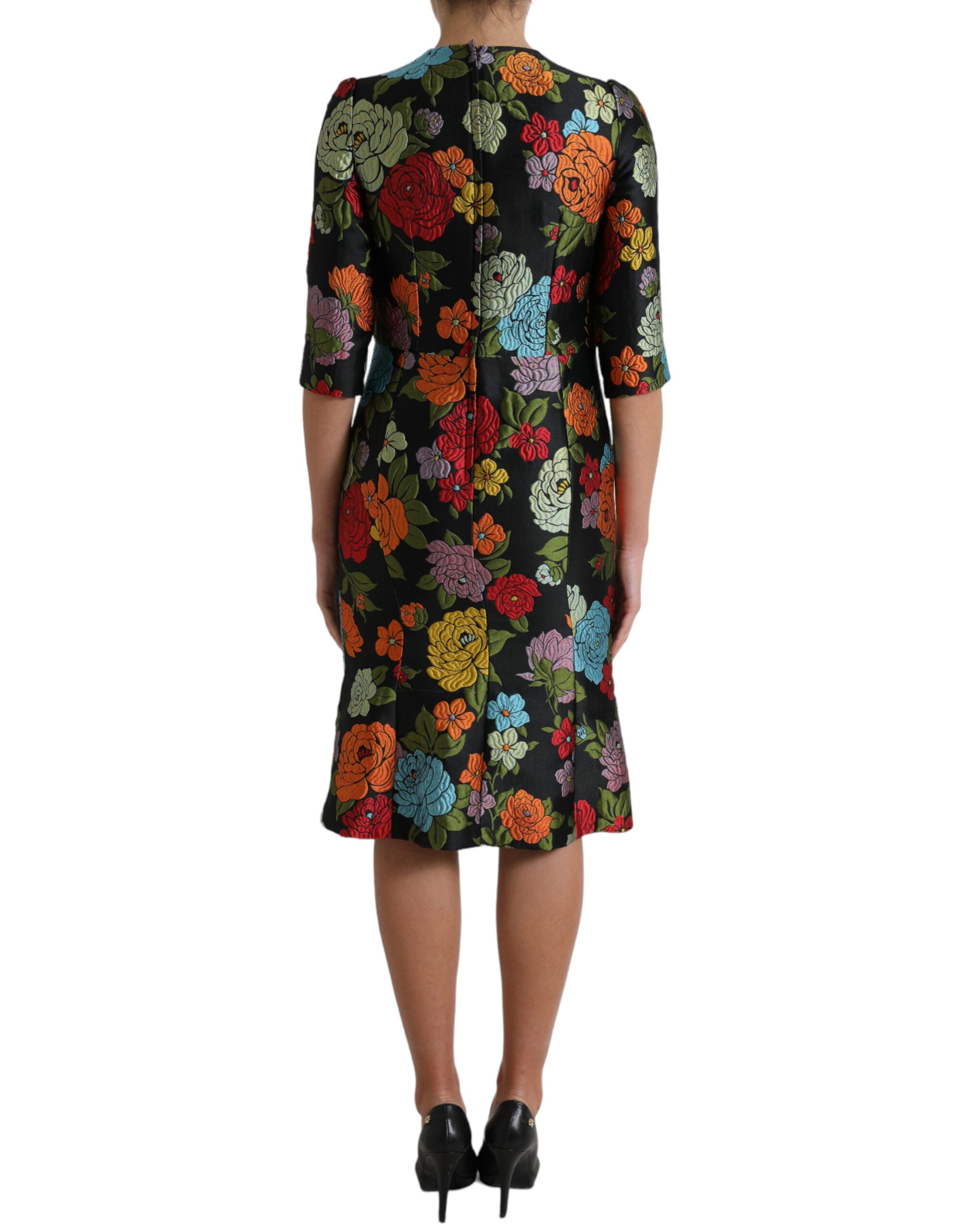 Dolce & Gabbana Elegant Floral Embroidered Pencil Women's Dress