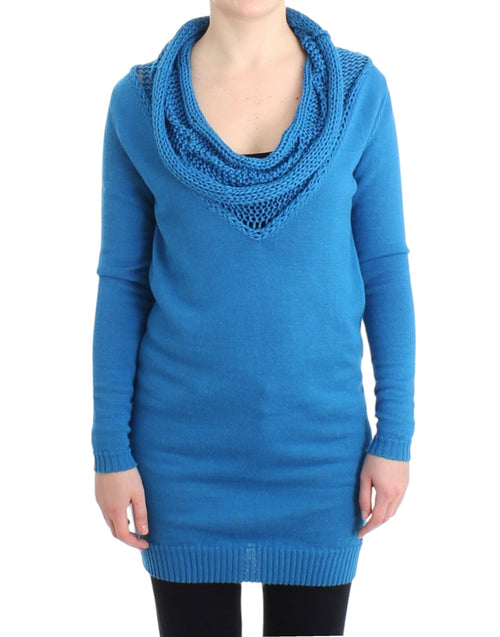 Costume National Cozy Scoop Neck Blue Knit Women's Sweater