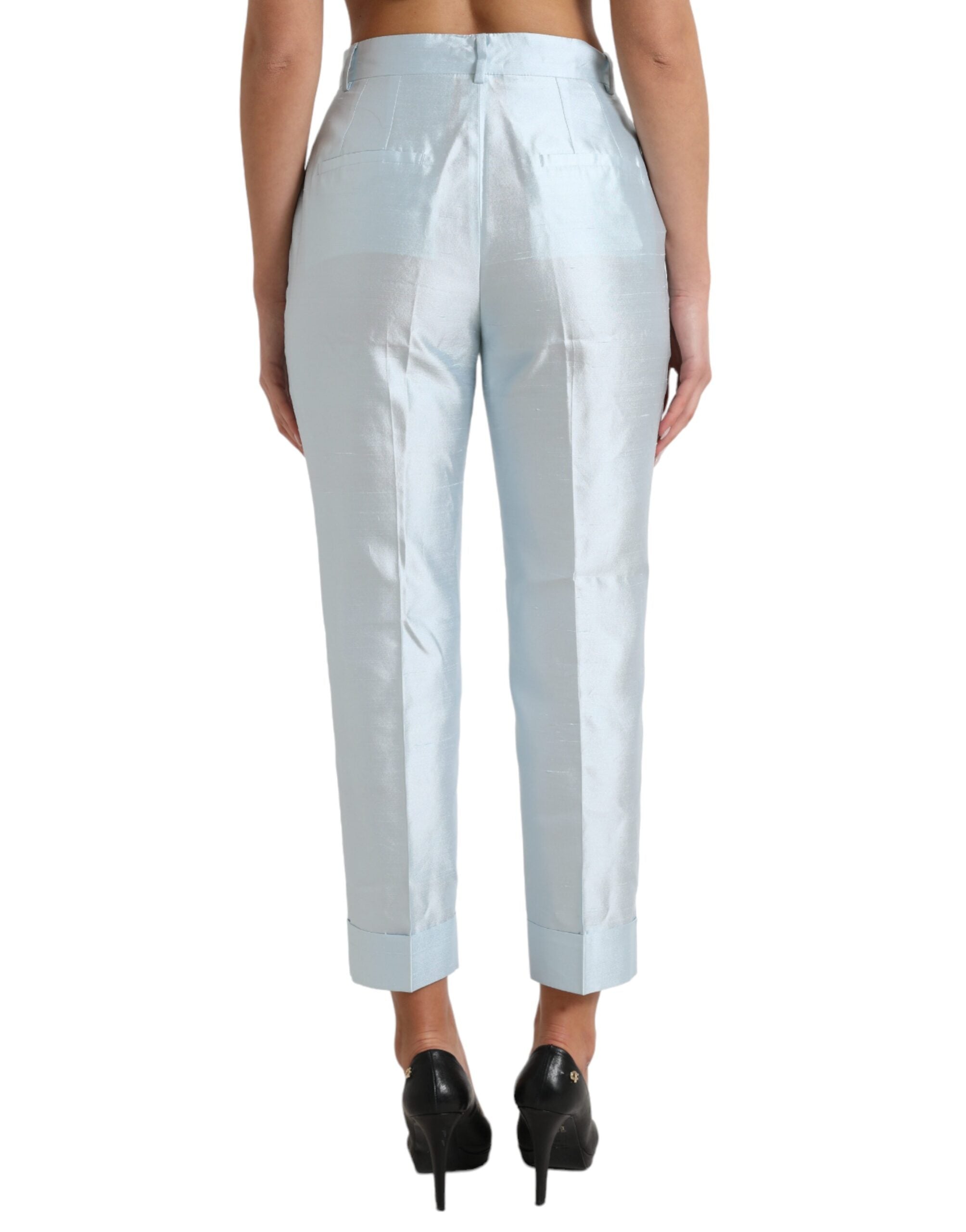 Dolce & Gabbana Chic Sky Blue High Waist Cropped Women's Pants