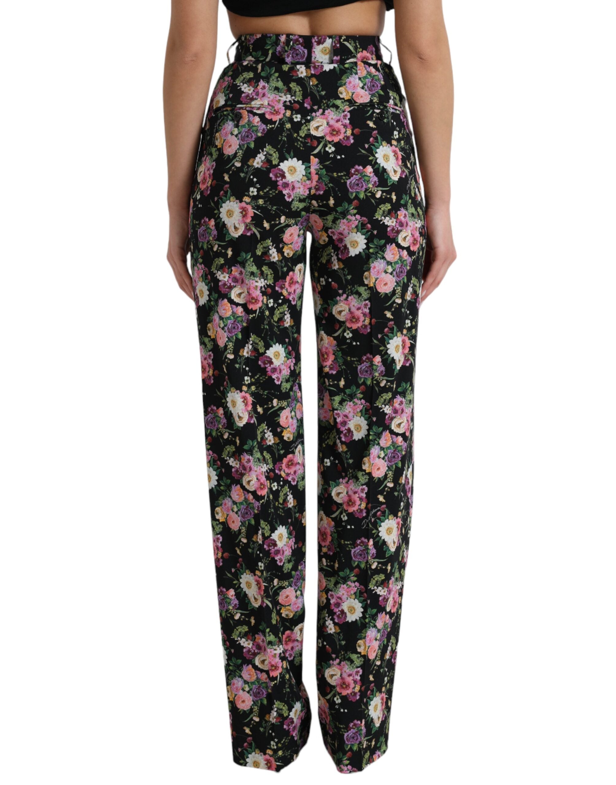 Dolce & Gabbana Floral High Waist Wide Leg Women's Pants