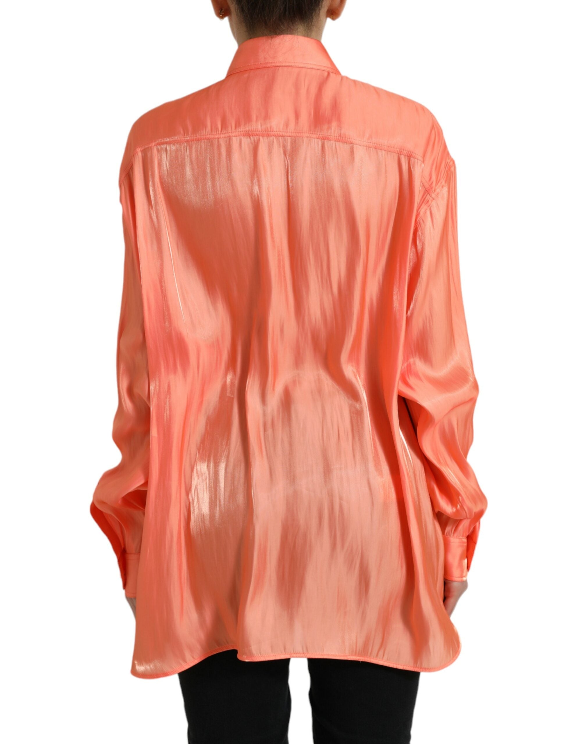 Dolce & Gabbana Elegant Coral Long Sleeve Polo Women's Top