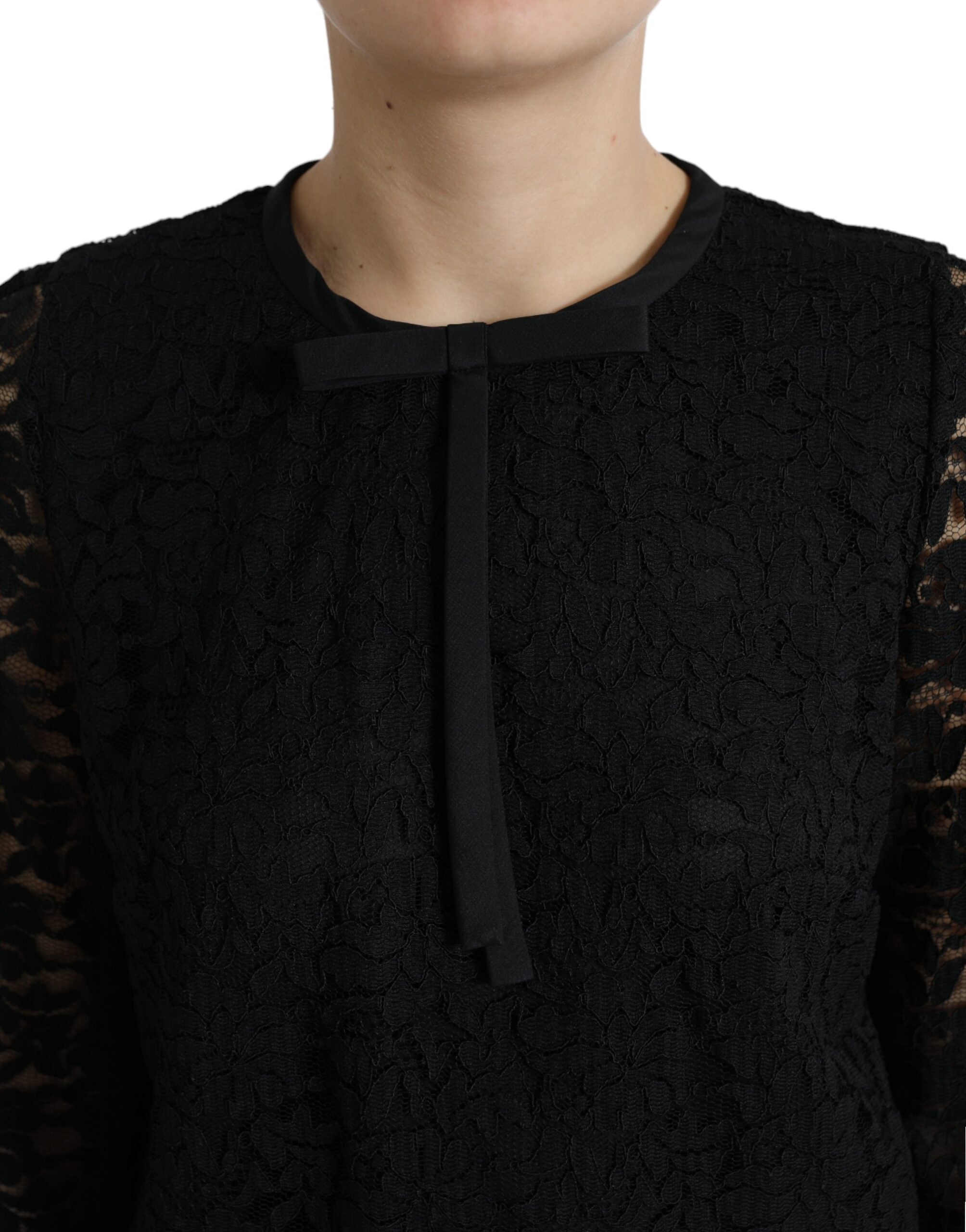 Dolce & Gabbana Elegant Floral Lace Long Sleeve Women's Top