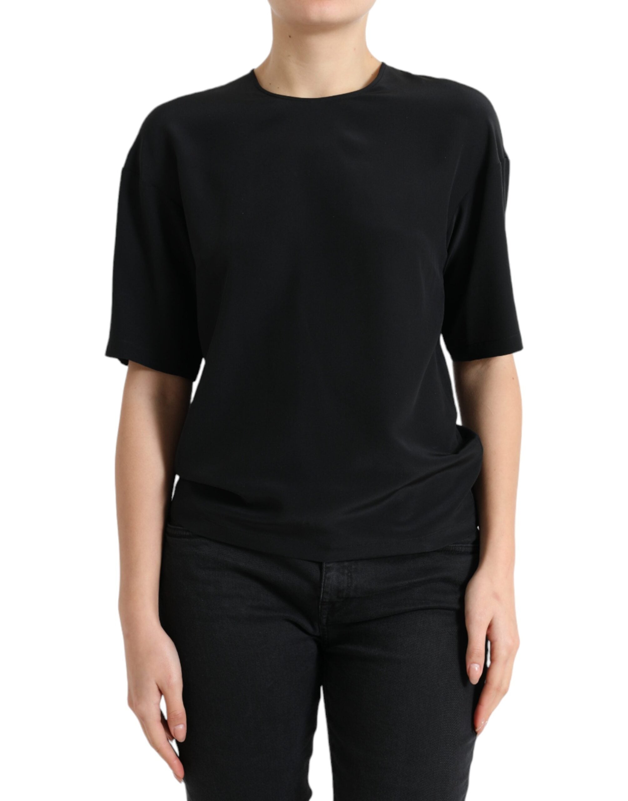 Dolce & Gabbana Elegant Silk Blend Round Neck Women's Blouse