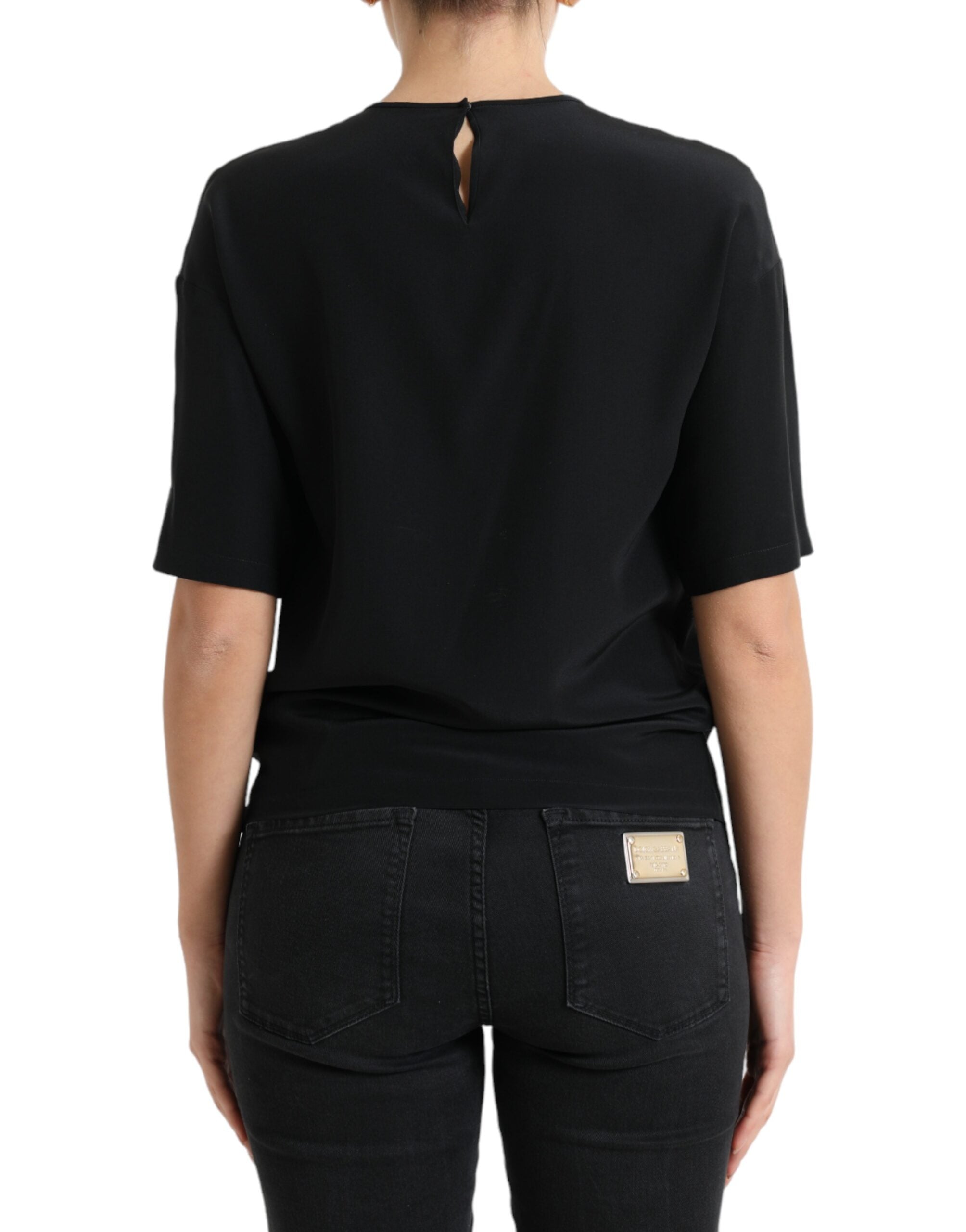 Dolce & Gabbana Elegant Silk Blend Round Neck Women's Blouse