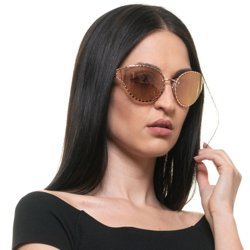 Roberto Cavalli Rose Gold Oval Mirrored Women's Sunglasses