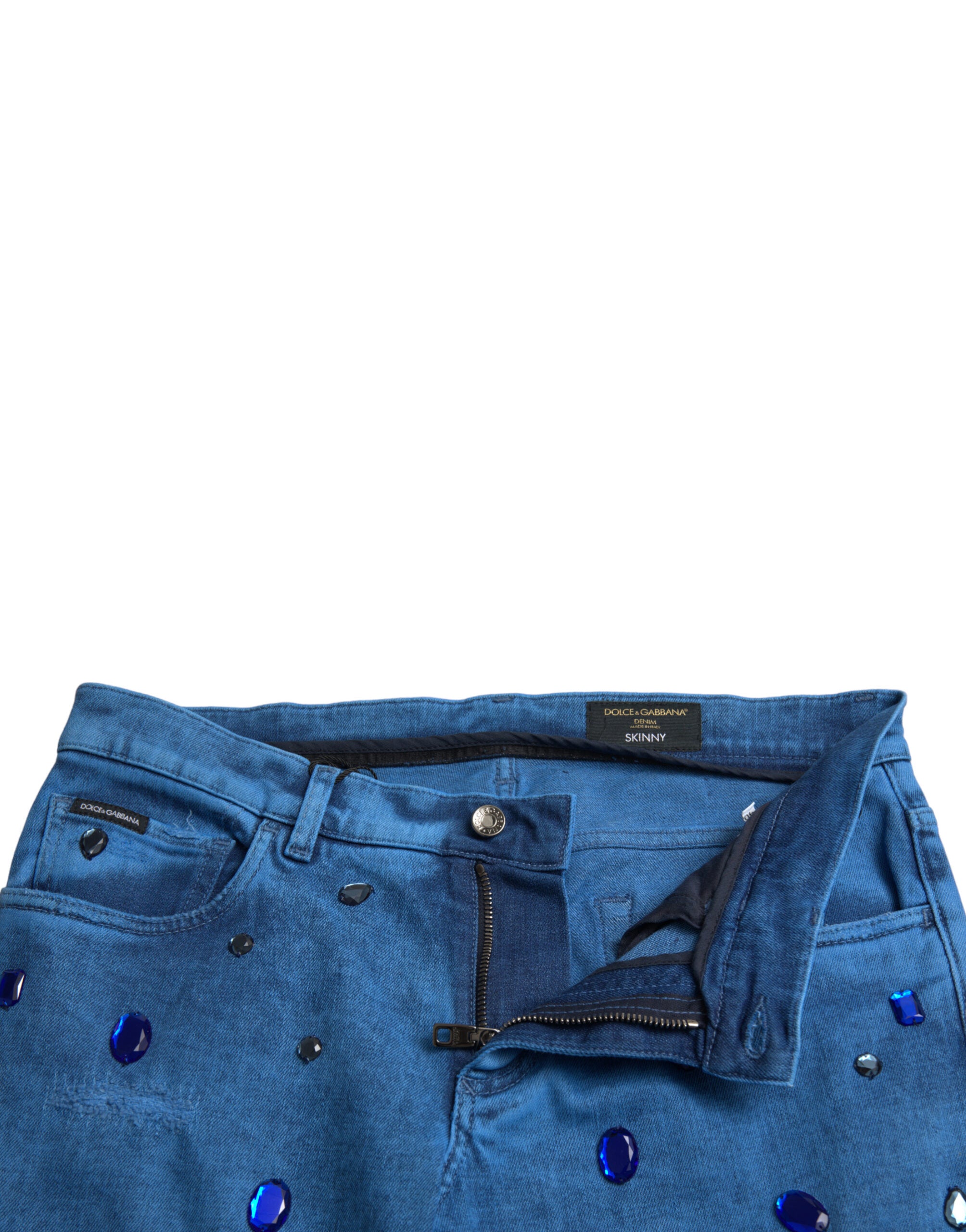 Dolce & Gabbana Crystal Embellished Skinny Denim Men's Jeans