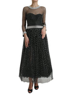 Dolce & Gabbana Elegant Crystal-Embellished Long Black Women's Dress