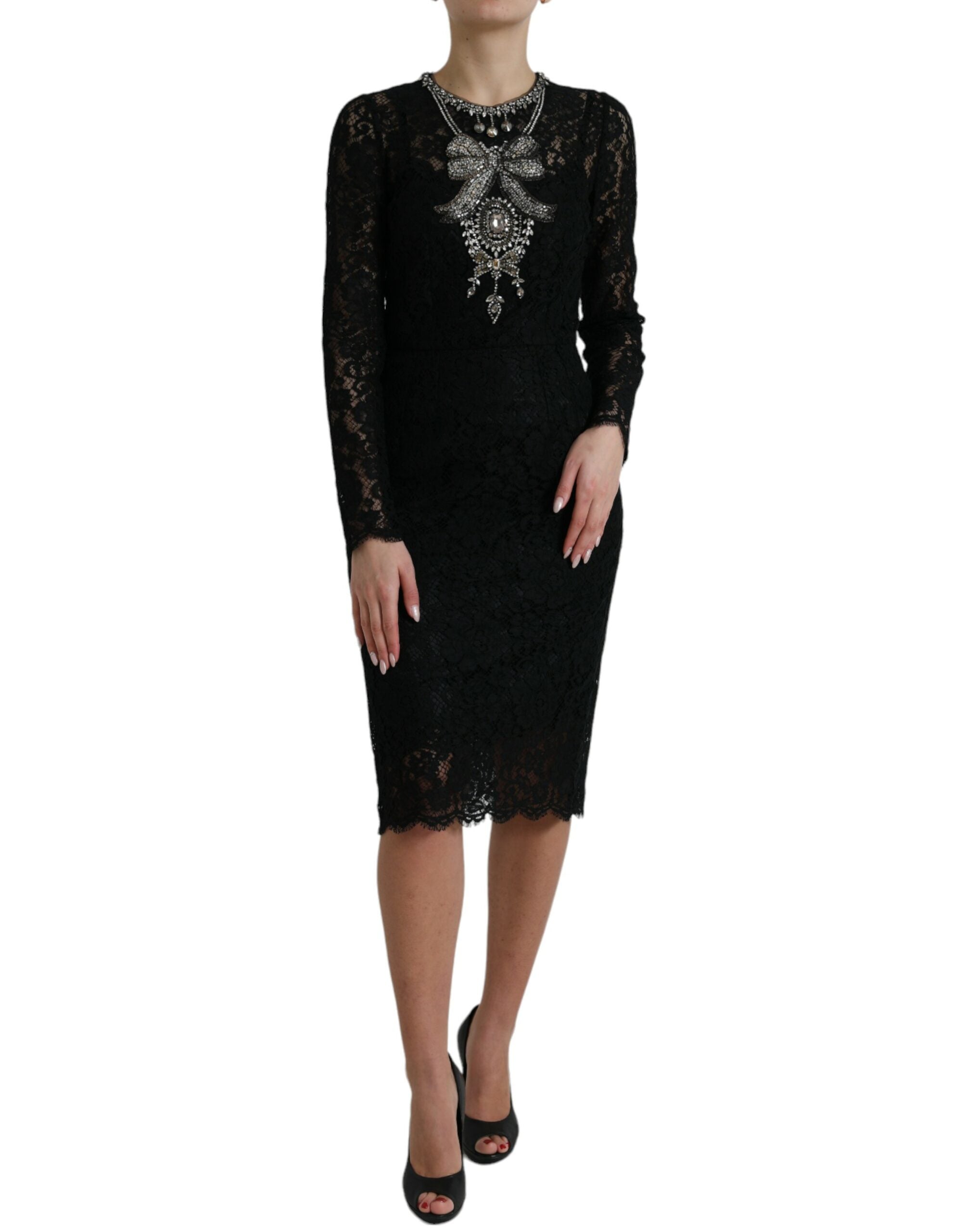 Dolce & Gabbana Elegant Crystal-Embellished Sheath Women's Dress