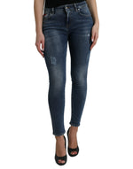 Dolce & Gabbana Elegant Mid Waist Stretch Jeans in Women's Blue