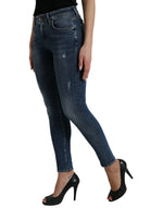 Dolce & Gabbana Elegant Mid Waist Stretch Jeans in Women's Blue