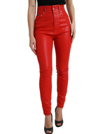 Dolce & Gabbana Elegant High-Waist Stretch Denim in Women's Red