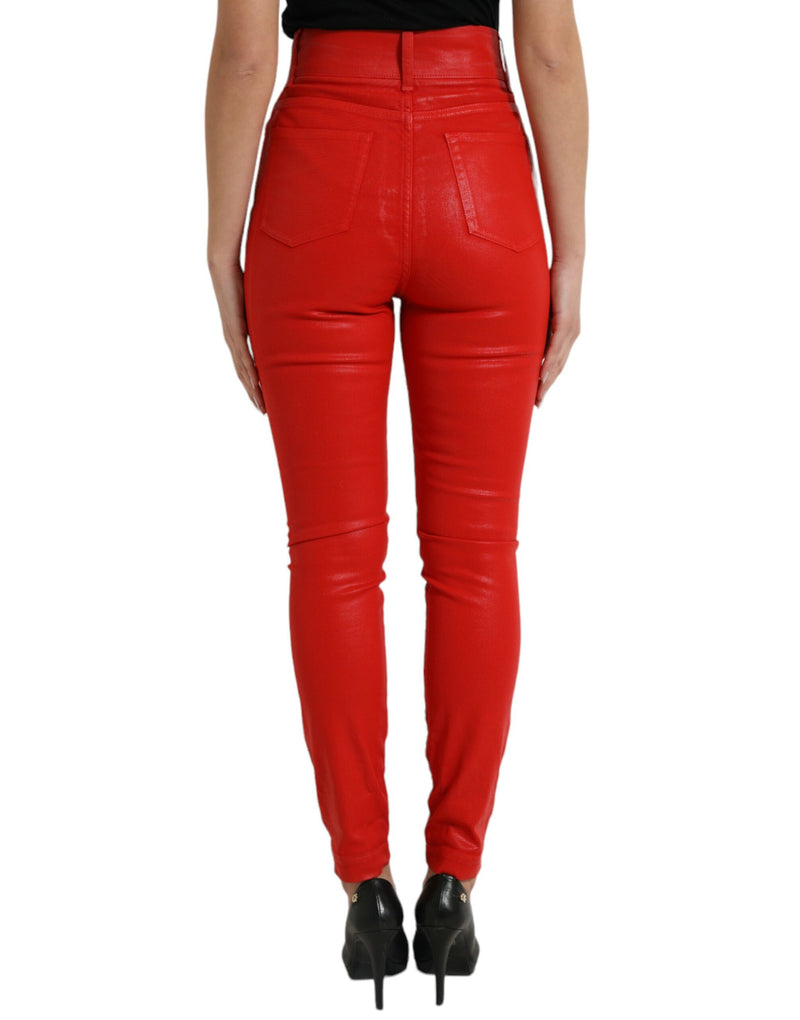 Dolce & Gabbana Elegant High-Waist Stretch Denim in Women's Red