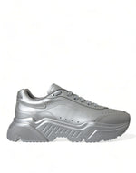 Dolce & Gabbana Elegant Silver Calfskin Leather Men's Sneakers