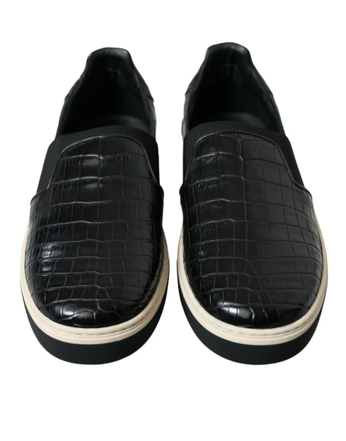 Dolce & Gabbana Elegant Crocodile Leather Low-Top Men's Sneakers